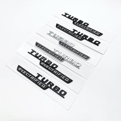 New Style TURBO ELECTRIFIED Letters Badge Car Tail Rear Trunk Tail Door Emblem Sticker For C43 Series