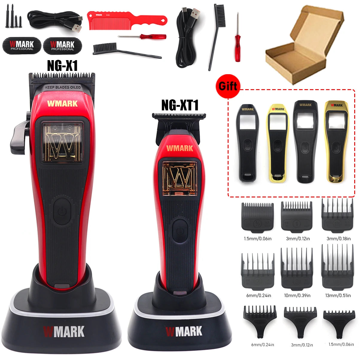 3 Color Cover Professional 10000RPM Magnetic Motor Hair Clipper High Power Hair Cutting Machine Barber Trimmer