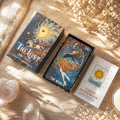 78 Cards, 13x8 Cm, The Lost Arcana Tarot Deck, Celestial Symbols, Ancient Powers, Sacred Mystery Card Game, Paper Manual