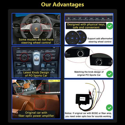 CHSTEK Car Radio Wireless Carplay Qualcomm for Porsche 911 997 Boxster Cayman 987 Auto Android 13 Multimedia Player Navigation