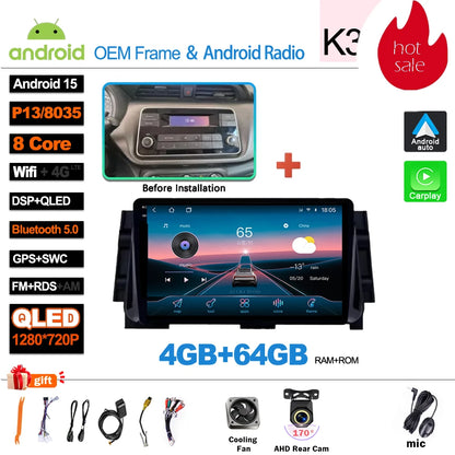 Android 16For NISSAN MICRA KICKS 2017 2018 2019 4G WIFI Car Radio Multimedia Video Player GPS Navigation No 2Din Touch Screen
