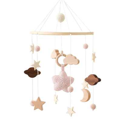 Baby Crib Bed Bell Rattle Toy 0-12 Months Wooden Mobile Cartoon Bee Bed Bell Hanging Toy Holder Bracket Infant Crib Bracket Gift