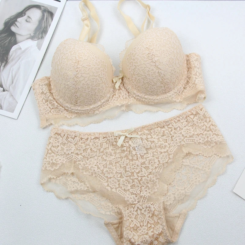 2024 New Black White Grey Red Blue Beige Bra Sets 34/75 36/80 38/85 40/90 42/95 44/100 BCDE Underwear For Women Lingerie