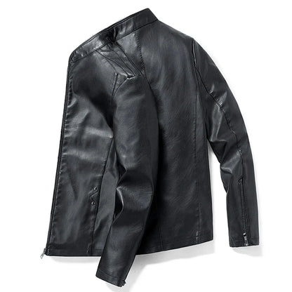 Autumn Winter Comfortable Fashionable Trendy Handsome Men Imitation Leather Jacket Simple Natural Windproof Warm Leather Jacket