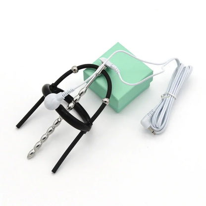 Electric Shock Bdsm Cock Sheath Ball Stretcher Host Cable E-stim Penis Ring Electro Sex Toy for Men Glans Testicle Loops Massage