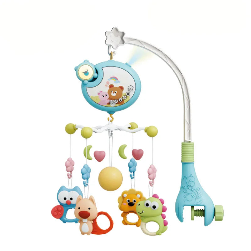 Musical Baby Crib Mobile with Projector Remote Control Night Light Sensory Hanging Toy for Newborns Infant Stroller