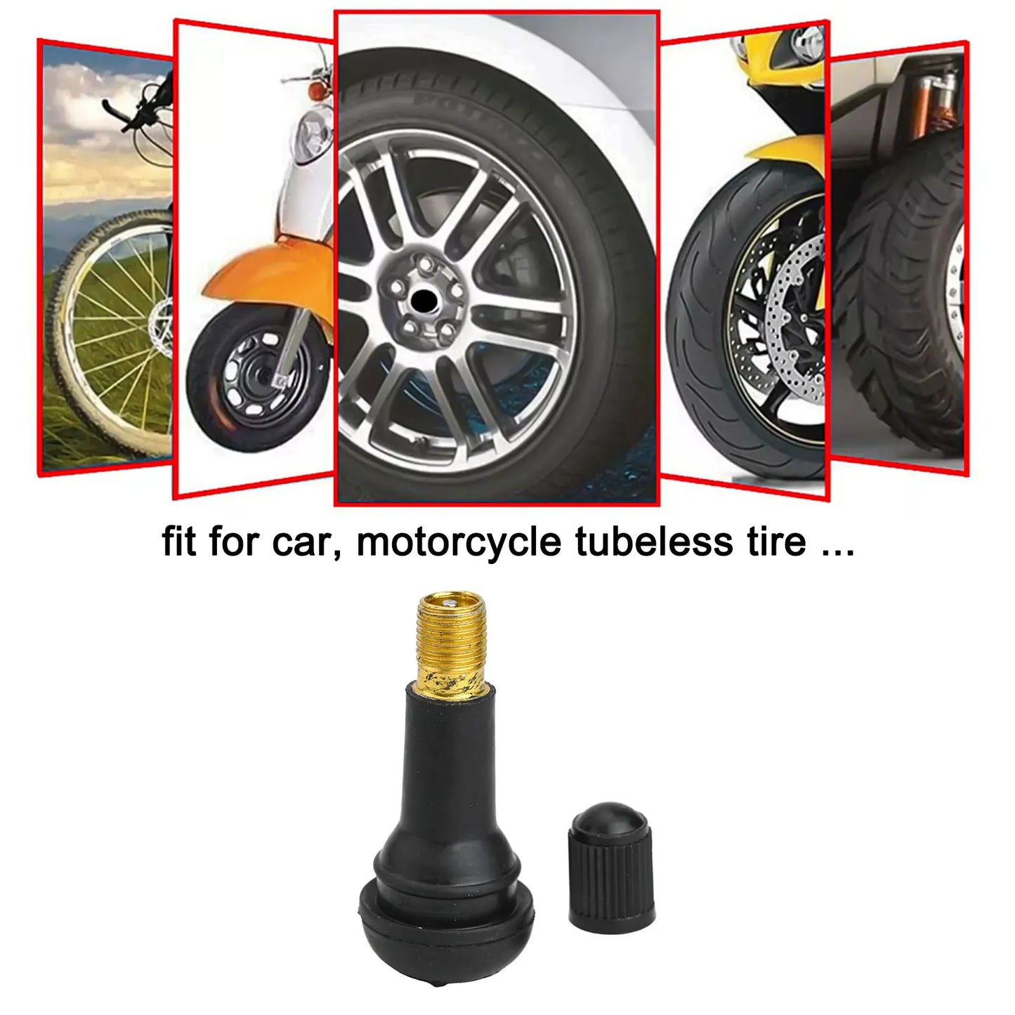 100 Pcs Rubber Valves Tyre Rubber Valve TR413 Tubeless Car Wheel Tire Valve Stems With Cap Dust Cap For Car Motorcycle ATV