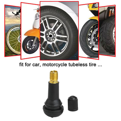 100 Pcs Rubber Valves Tyre Rubber Valve TR413 Tubeless Car Wheel Tire Valve Stems With Cap Dust Cap For Car Motorcycle ATV