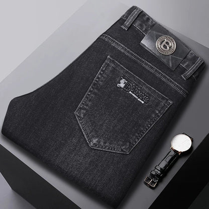Autumn Winter Men's High-quality Slim Straight-leg Jeans Light Bussiness Casual Fashion Slimming Comfortable Style Male Trousers