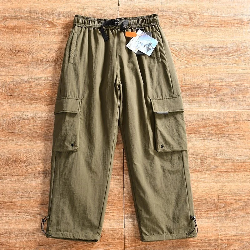 Men's Winter Outdoor Casual Workwear Straight Leg down Trousers Fashionable Long Pants Nylon Fiber Durable Comfortable Warm