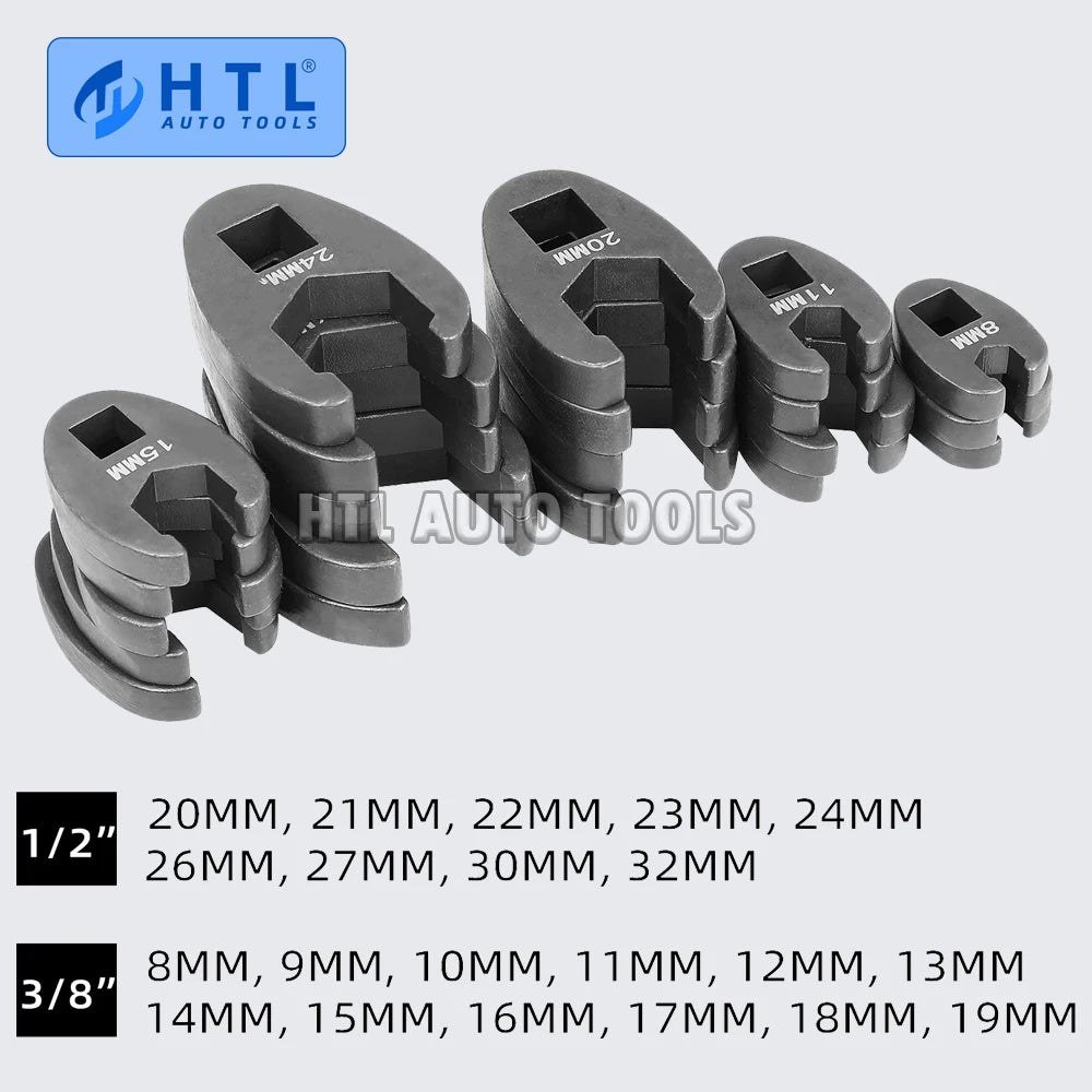 Crows foot Wrench Set 1/2" and 3/8” Drive Flare Nut Crowfoot Wrench Set Metric 8-32mm 6 Point Crows Feet Wrench Set