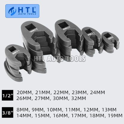 Crows foot Wrench Set 1/2" and 3/8” Drive Flare Nut Crowfoot Wrench Set Metric 8-32mm 6 Point Crows Feet Wrench Set