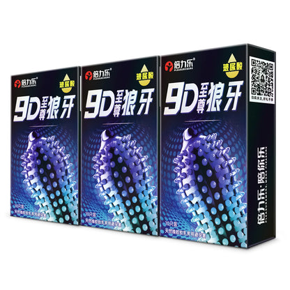 9D Studded Condoms Wolf Tooth Design Hyaluronic Acid Lubricated Natural Latex 10pcs-50pcs Men Extra Sensitive Beilile