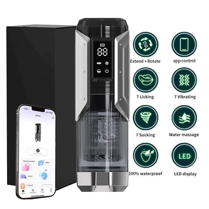 Automatic Masturbator Stroker Adult Toys with 7 Thrusting Rotating 7 Licking Vibrating Modes Hands-Free Sex Machine Pocket Pussy