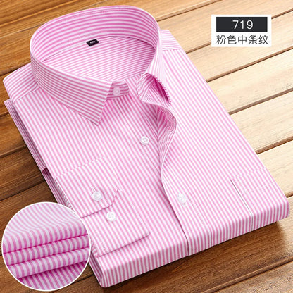 Men's Striped Long Sleeve Shirts 2026 Autumn Anti-wrinkle Business Shirt Fashion Casual Comfortable Breathe Slim Fit Shirts