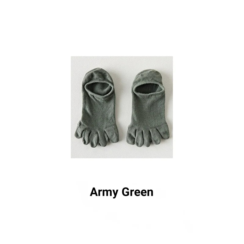 1/3/5 Pairs Men's 5-Toe Breathable Mesh Socks Anti Odor - Silicone Grip Non-Slip Low Cut Socks for Summer Sports Yoga Running