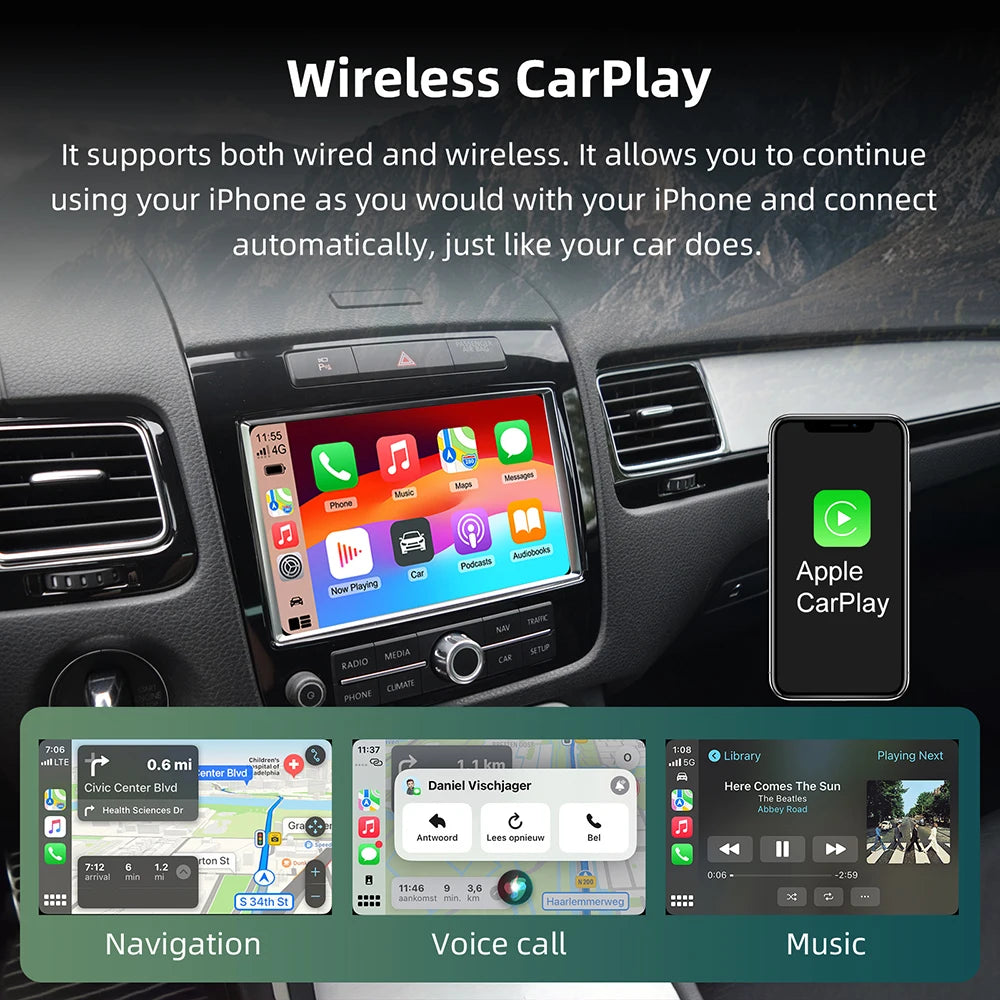 Wireless CarPlay Retrofit Box For Volkswagen Touareg RNS850 2011-2017 8 Inch Android Auto For Apple CarPlay Vw Navigation Mirror