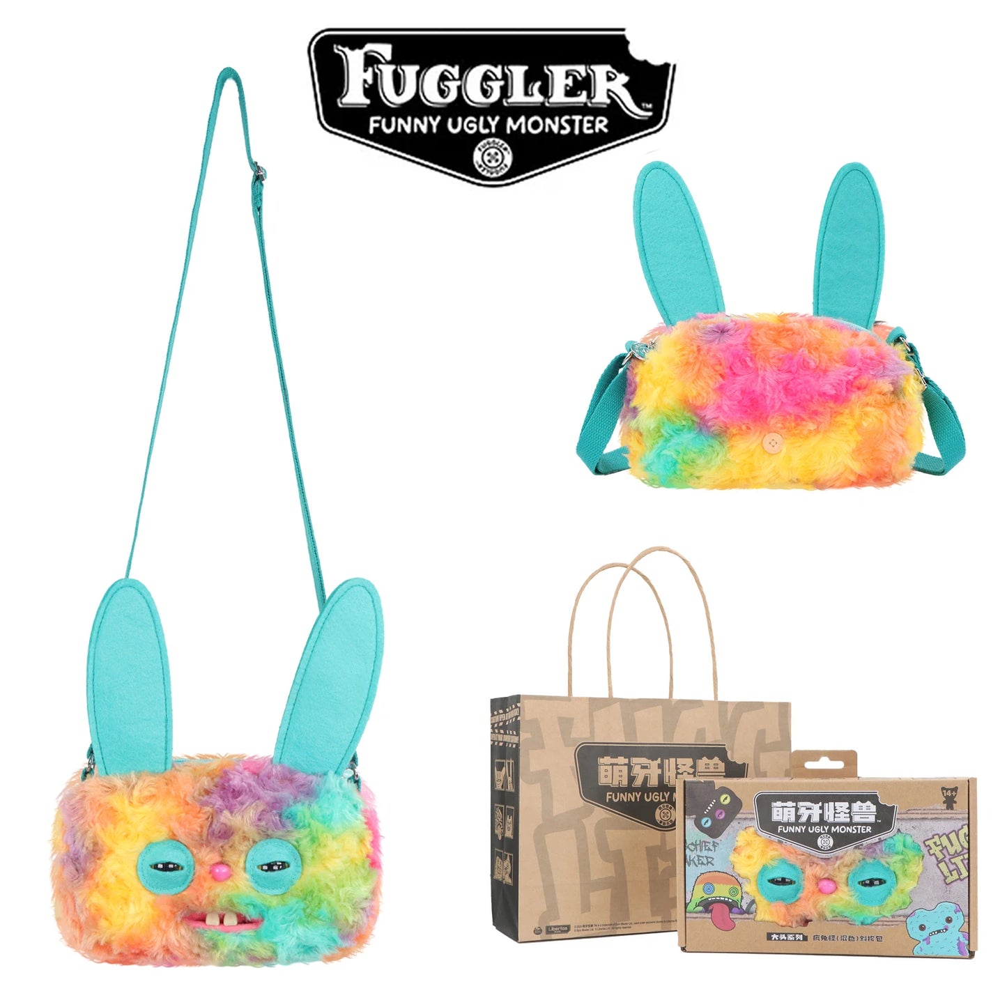 Fugglers Ugly Tooth Monster Fluffy Crossbody Bags Cute Fugg Plush Purse Shoulder Backpack Wallet Girls Boys Cartoon Animal 22CM
