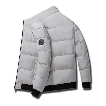 New  Men's Casual Cotton-padded Coat Winter Warm Thickened Solid Color Jacket Stand Collar Trendy Korean Style Fit Padded Jacket