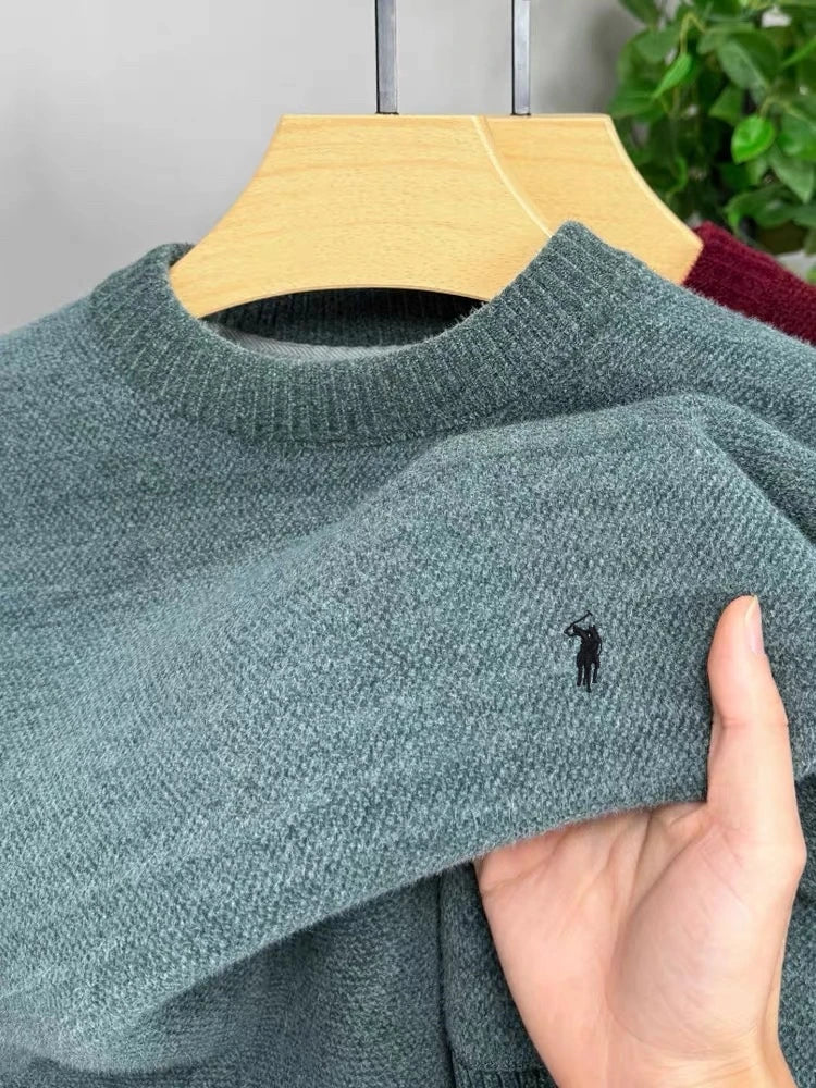High end designer's new men's round neck fashion brand Paul Pony embroidery luxurious winter plush thick warm knitted pullover