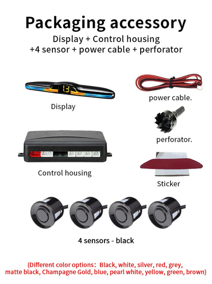 Source Factory 4-Probe Parking Sensor System 22mm 12V Voice Prompt Waterproof Reversing Radar Car Parking Assistance Kit