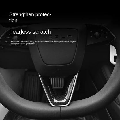 Steering Wheel Patch for Tesla Model 3+ Real Carbon Fiber Steering Wheel U-shaped Protective Cover 2025 New Model 3/Y Highland