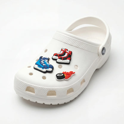 20-100Pcs Ice Hockey Sports PVC Sandal Buckle Charms Banana Socks Man Woman Garden Shoe Accessories For Birthday Gift