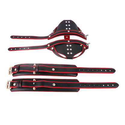 LEZEE Leather Spiked Footcuffs Forced Tiptoe With Lock Bondage Restraints Strap Heavy Duty Foot Stimulation Slave Toy For Couple