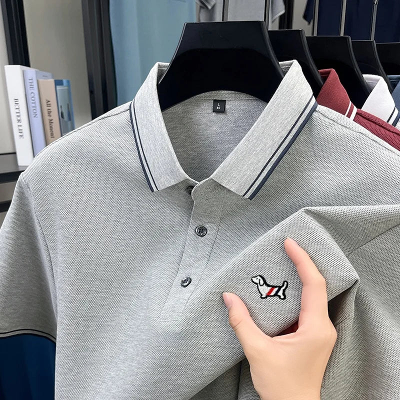 100% Pure Cotton Men's Polo T-Shirt New Style Summer Cozy Skin-Friendly Luxury High-End Commuting Short Sleeve Custom Embroidery