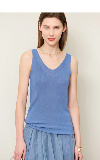 Amii Women's Tank Top 2026 Summer New Solid Color Slim Fit Sleeveless Vest Casual Layering V-Neck Camisole For Women 12642062