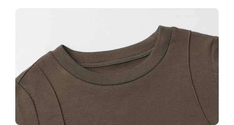 CHIC VEN Women T-Shirts Solid New Basic Heating Cashmere Round Neck Woman Tees Slim Fit Female Tops Spring Autumn 2024