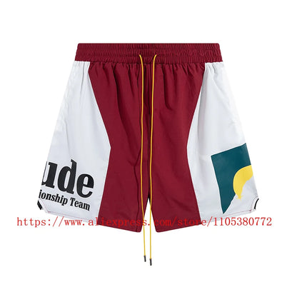 New Arrival RHUDE Print Casual Shorts Loose Street Shorts with Pockets Men's High Quality Shorts