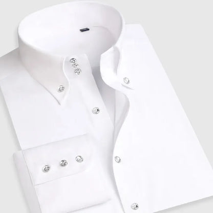 Men Designer Dress Shirt Button-down Collar Korean Fashion Male Formal Business Slim Fit Casual Long Sleeve White Shirts Autumn