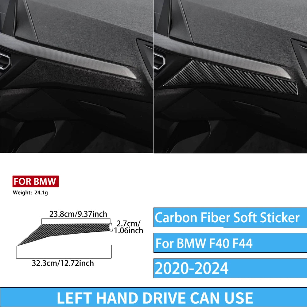 Real Carbon Fiber Car Accessories Black Trim Cover Soft Sticker For BMW 1/2 Series F40 F44 2020 2021 2022 2023 2024
