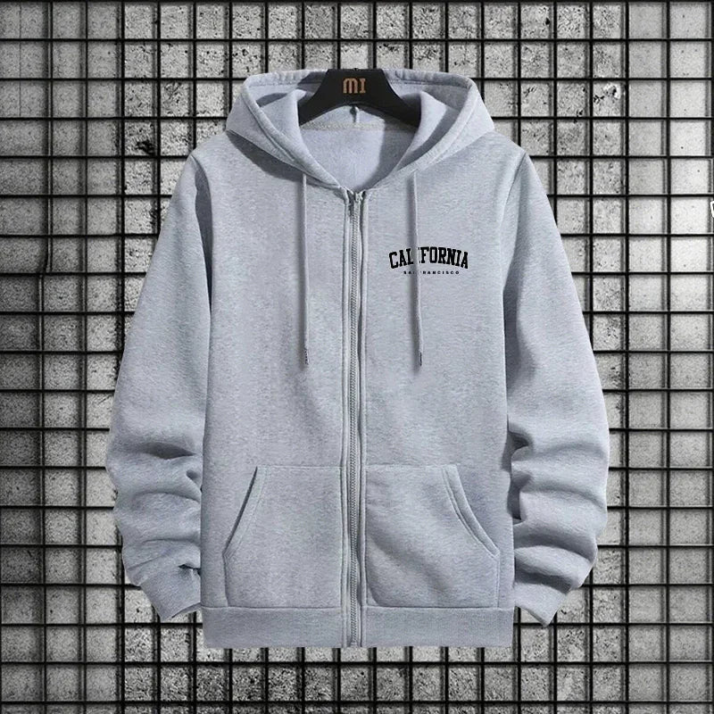 Autumn Winter Sportswear California Mens Sporty Tracksuit Set 2026 New 2 Pieces Zipper Hoodie Sweatpants Urban Streetwear Outfit