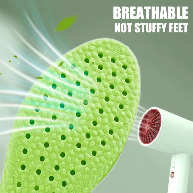 Breathable Deodorant Sports Insoles Inserts Shock Absorption Cushioning Shoe Pads Insoles Soft Comfortable Foot Care Accessories