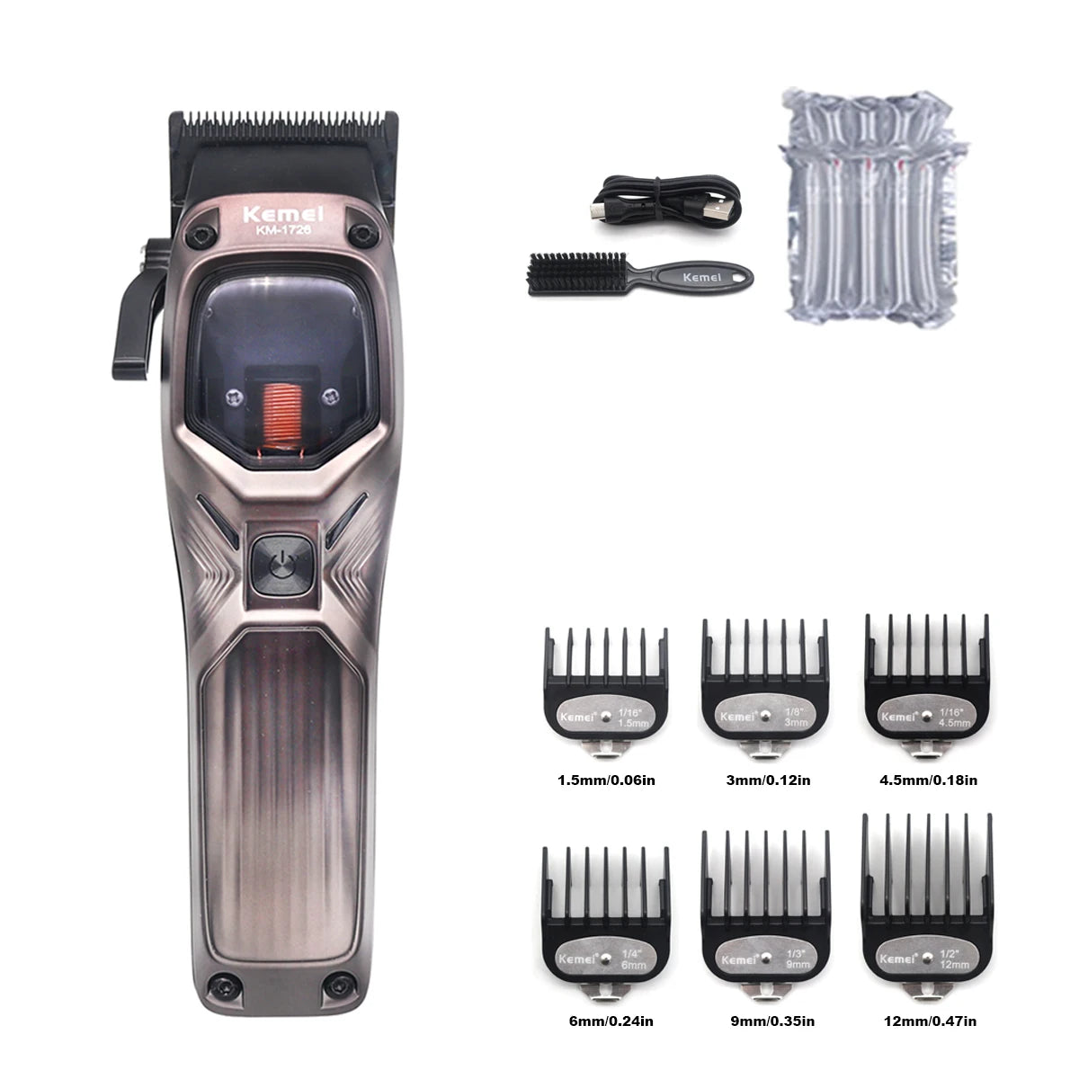 KEMEI KM-1726 Professional Hair Clipper for Men with DLC Blade 10000RPM Magnetic Vector Motor Men's Haircut Machine Barber Shop