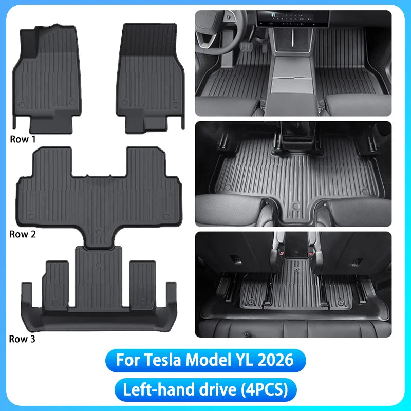 For Tesla New Model YL Launch 2026+ Car Floor Mats Cargo Liner Trunk Mats Backrest Kick Pads Protection Car Interior Accessories