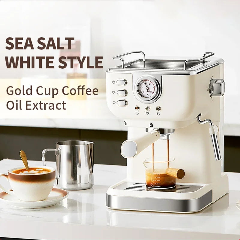 220V Italian Espresso Coffee Machine Stainless Steel Coffee Maker Semi-automatic Commercial Milk Frother Espresso Machine Office