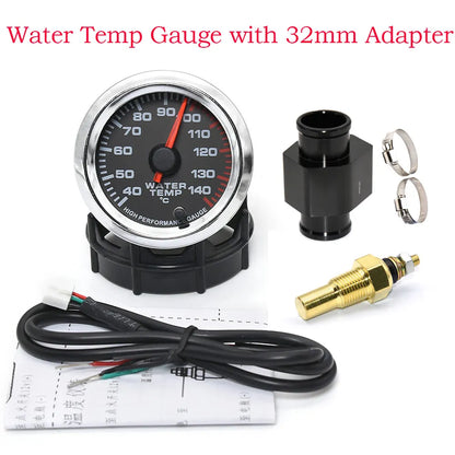 AD 52MM Water Temperature Gauge 40~140 Celsius Racing Gauge Kit Car with 1/8NPT Sensor Water Temp Joint Pipe Sensor Adapter
