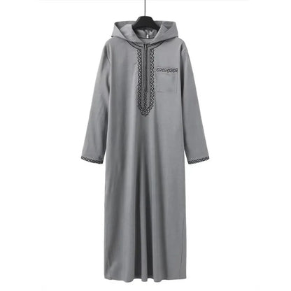 2026 Islamic Muslim Arab Men's Robe Long Sleeve Embroidered Standing Collar Arab Robe Ethnic Costume