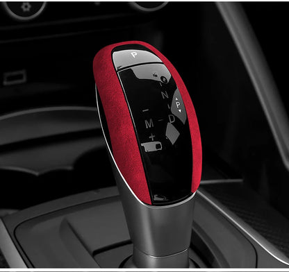 Car Center Console Gear Shift Head Knob Cover Trim Alcantara Suede F For Alfa Romeo Giulia Stelvio Refit Car Accessories