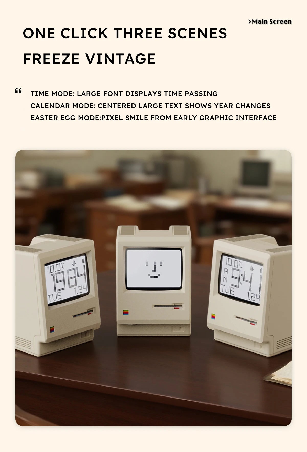 Retro Macintosh Alarm Clock A Classic Desktop Ornament with A Digital Clock Design