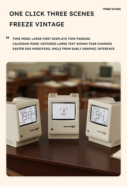 Retro Macintosh Alarm Clock A Classic Desktop Ornament with A Digital Clock Design