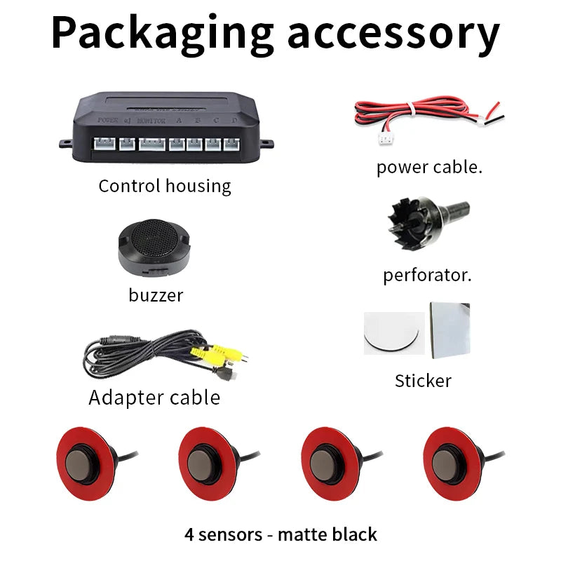 Car Reverse Parking Sensor 4 AHD Sensors 16.5mm Compatible CVBS AHD 1080P Sound Mute Mode Vehicle Safety Alert System