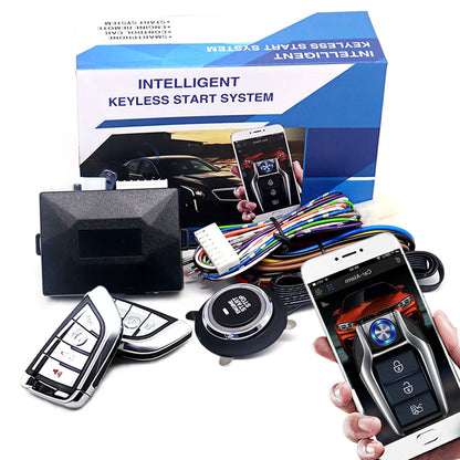 Car Alarm With Autostart Push One Button Auto Start Stop Keyless Entry System Smart Key Remote Start Kit Automotive Accessories
