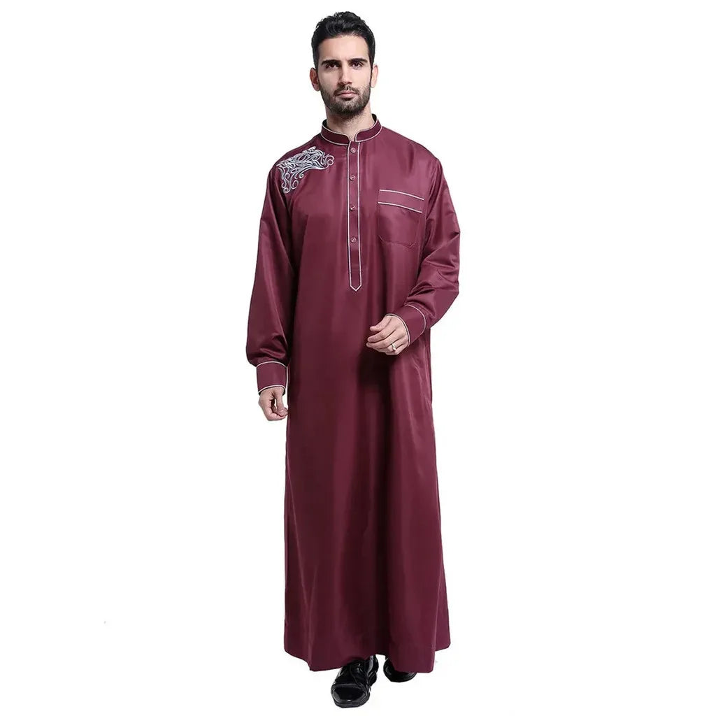 Traditional Muslim Men Jubba Thobe Islam Clothing Ramadan Abaya Thawb Long Robe Saudi Musulmane Caftan Jubah Dubai Arabic Dress