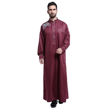 Traditional Muslim Men Jubba Thobe Islam Clothing Ramadan Abaya Thawb Long Robe Saudi Musulmane Caftan Jubah Dubai Arabic Dress