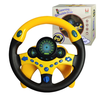 Simulation Steering Wheel Toy Montessori Eletric With Light Sound Baby Kids Musical Educational Copilot Stroller Steering Toy