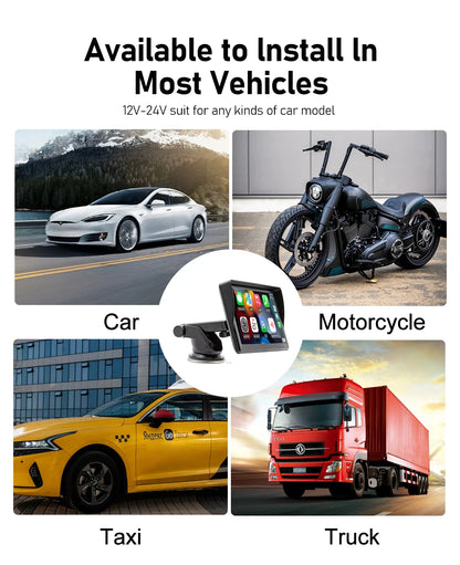 7" / 9" Portable Wireless Carplay Android Auto Car Radio Multimedia Player IPS Touch Screen AUX USB Bluetooth Mirror Link AHD